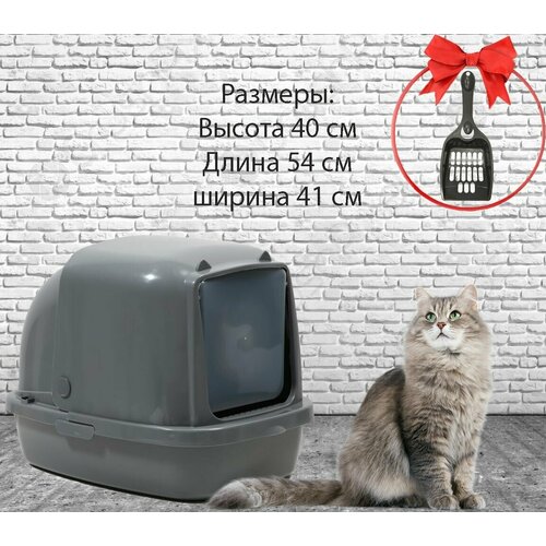 Туалет - лоток закрытый с фильтром, для кошек ,53 х 41 х 40 см, совок в подарок