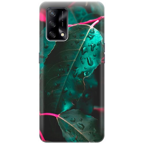 фото Re:pa накладка transparent для oppo a74 с принтом "капли на листьях"