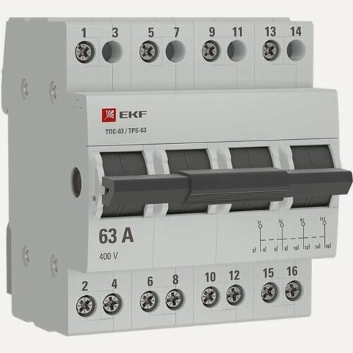 Изображение товара Переключатель трехпозиционный Ekf ТПС-63 4P 63А PROxima, TPS463