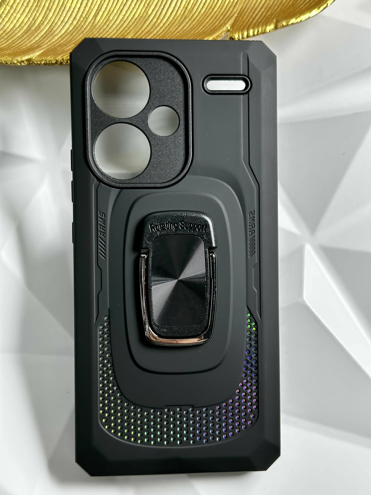 фото Чехол для Xiaomi Redmi Note 13 Pro Plus /Чехол на Редми Нот 13 Про Плюс с защитой камеры, противоударный, ударопрочный, усиленный с кольцом, черный