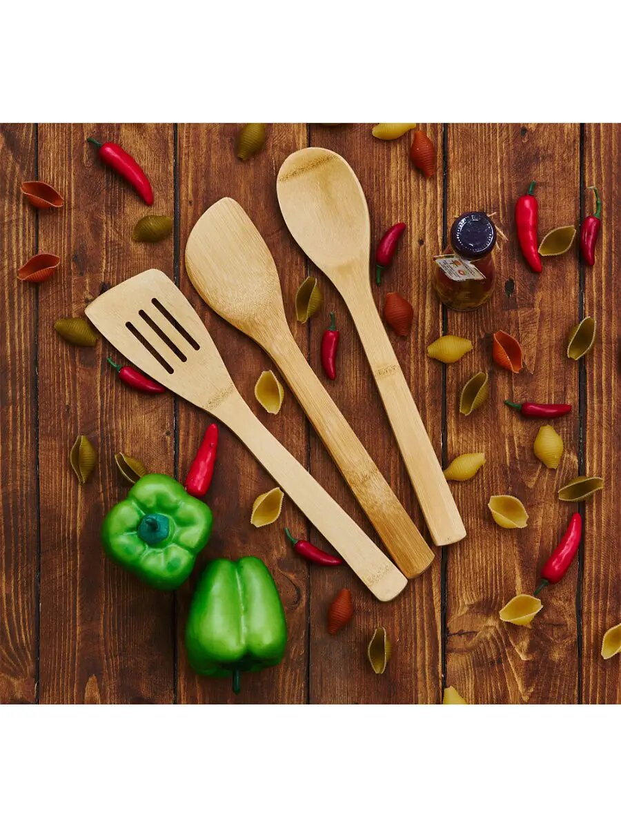 Набор кухонных лопаток - 3 пр. по 30 см, бамбук