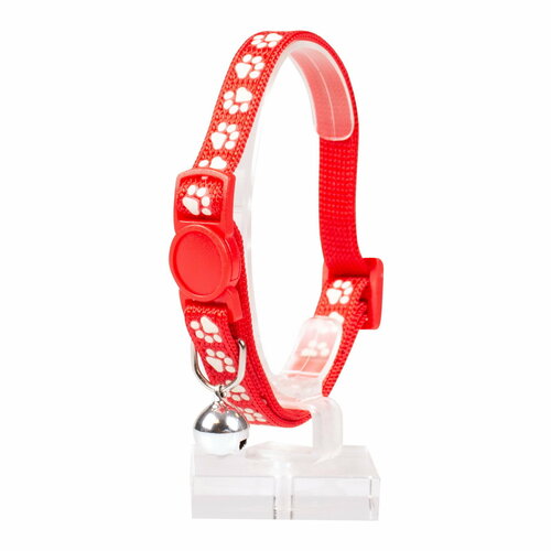 Ошейник для кошек нейлоновый DUVO Белые лапки красный 20-30см10мм Бельгия 520₽