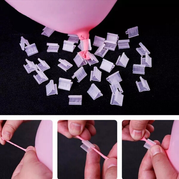 Зажим для воздушных шаров 1,1x1,3 см, Прозрачный, 10 шт.