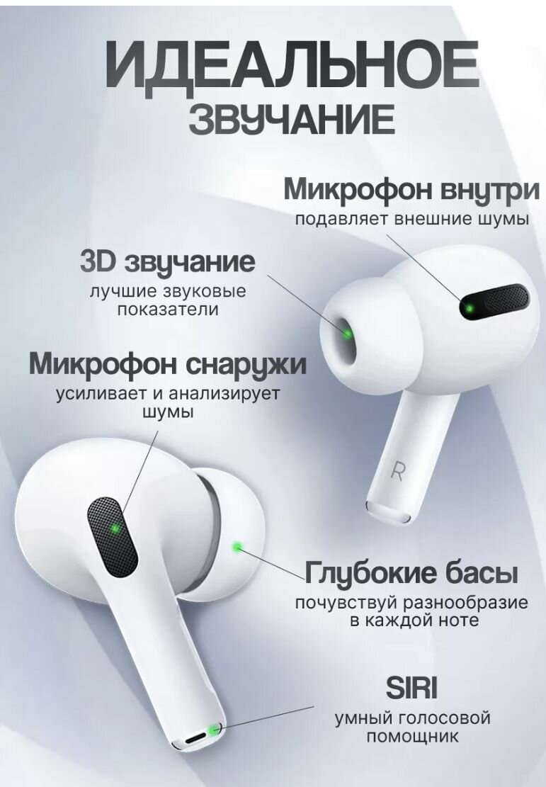 Беспроводные наушники Pods Pro 2 с шумоподавлением для IOS и Android/ Bluetooth — фото 1