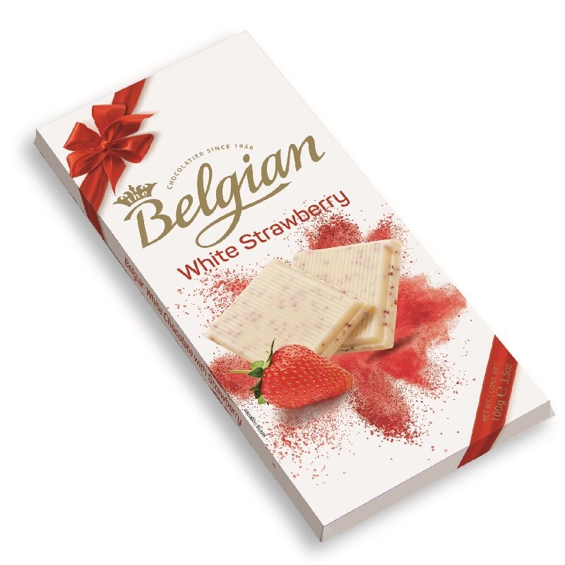 Шоколад THE BELGIAN белый с клубникой /картон/ 100г