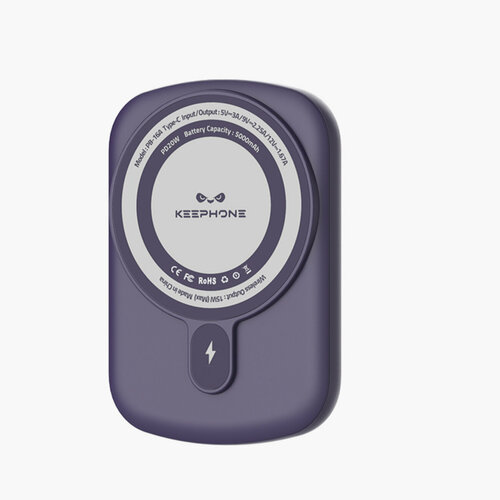 Ультратонкий беспроводной блок питания KEEPHONE Ultra Slim Быстрая зарядка аккумулятора 5000 мАч Повербанк-Фиолетовый 6170₽