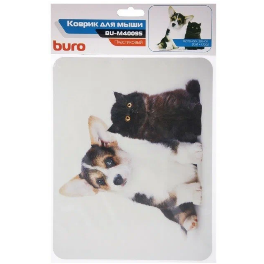 Коврик для мыши BURO BU-M40095 котенок и щенок