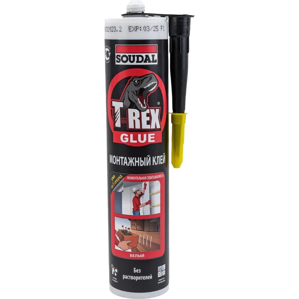 SOUDAL T-REX Монтажный клей моментальная схватываемость 380г. Белый RED old 134923