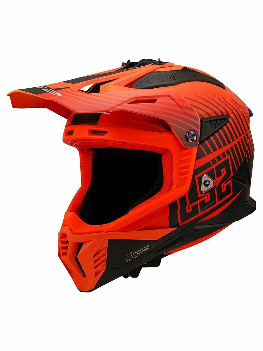 Шлем для мотоцикла кроссовый LS2 MX708 FAST 2 DUCK Matt H-V Orange Red M