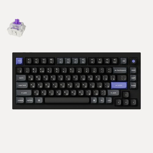 Изображение товара Механическая клавиатура Keychron Q1 HE (75%) Black - проводная, русская раскладка, RGB, Hot Swap, кейкапы без подсветки, линейные магнитные переключатели (Gateron Nebula)