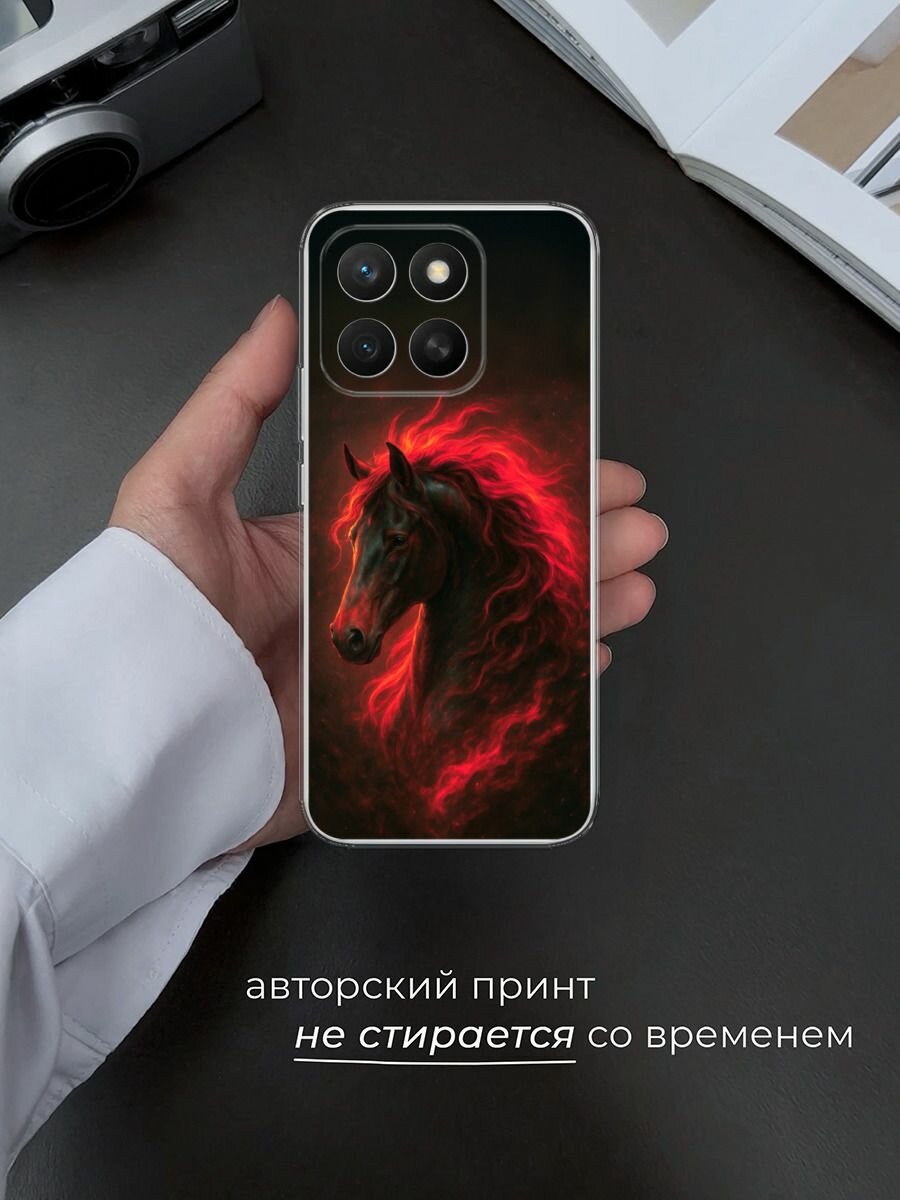 Силиконовый чехол на Honor X8c / Хонор X8c с принтом Конь и грива — фото 1
