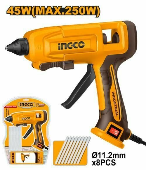 Клеевой пистолет 250Вт (45W) INGCO GG408 INDUSTRIAL