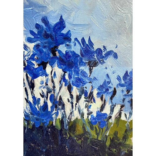 Васильки цветочки Картина маслом современный художник С. Петербург