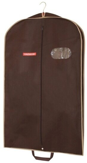 Чехол для одежды Hausmann объемный HM-701003CB с овальным окном ПВХ и ручками 60*100*10, коричневый
