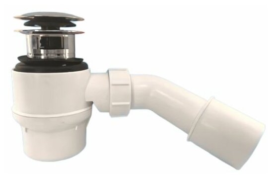 MRB15-CB Сифон бутылочный для ванн (H95мм, выпуск D70мм/H61мм латунный с внутренним переливом, пробка тип-кнопка D70мм)