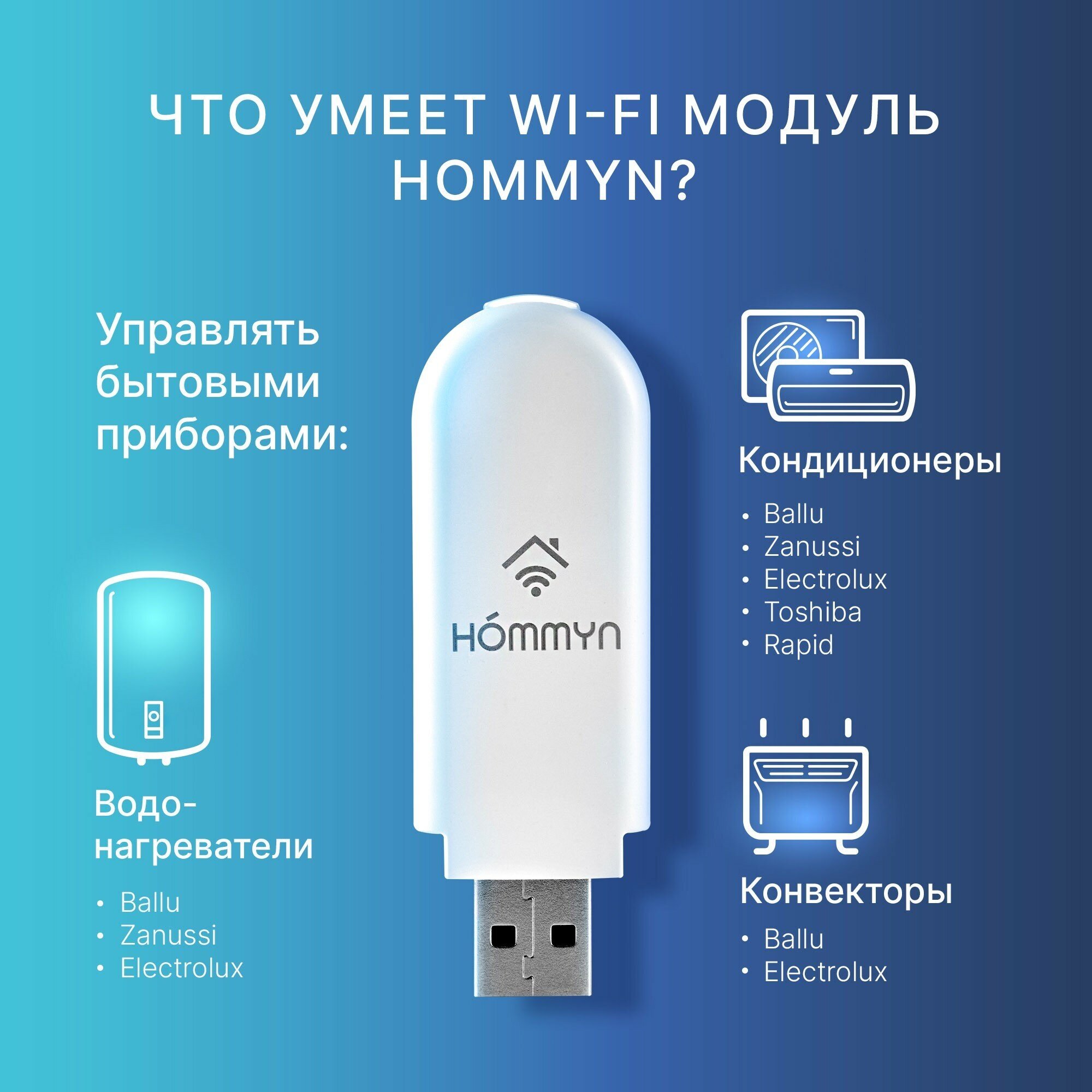 Модуль WI-Fi универсальный съёмный управляющий HDN/WFN-02-01 (совместимость с брендами Ballu, Zanussi, Electrolux)