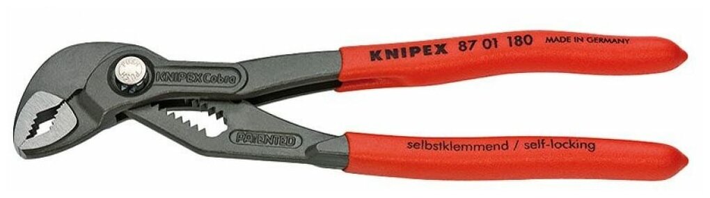 KNIPEX COBRA® клещи переставные 42 мм (1 1/2") под ключ 36 мм 180 мм серые 1К ручки