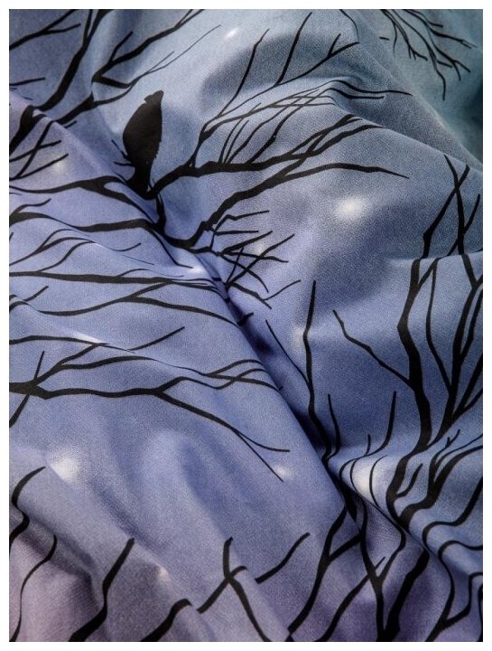 Постельное белье Ночь Нежна Черная птица, поплин, евро, наволочки 70х70, 100% хлопок - фотография № 11