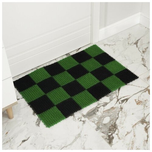 Покрытие ковровое щетинистое «Травка», 54×81 см, цвет чёрно-зелёный