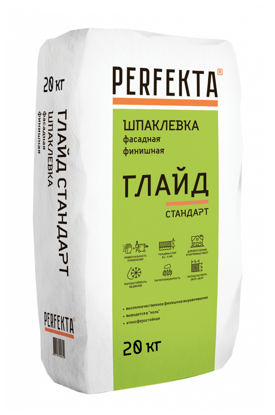 Perfekta Шпатлевка фасадная финишная глайд стандарт 0-5мм, 20кг (54) PERFEKTA (95404)