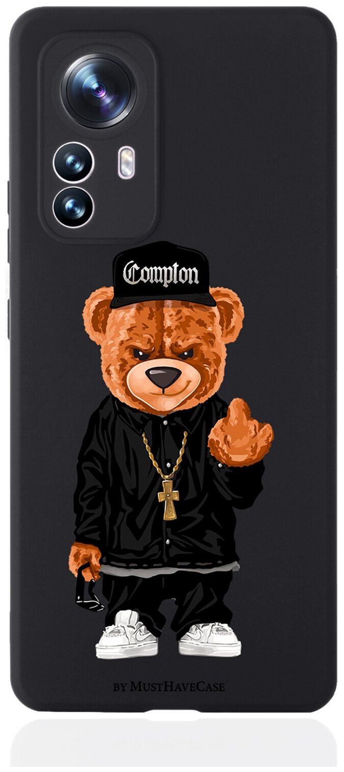 Черный силиконовый чехол MustHaveCase для Xiaomi 12X Мишка Compton для Сяоми 12 Икс