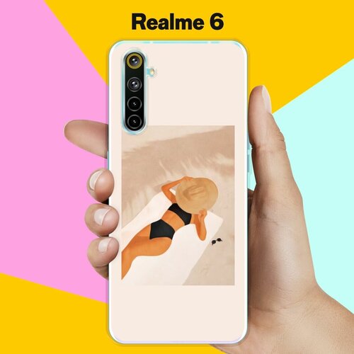 Силиконовый чехол на realme 6 Девушка на пляже / для Реалми 6