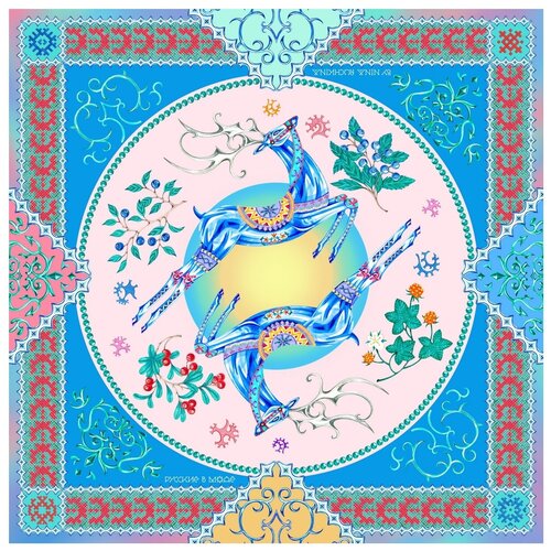 фото Платок русские в моде северное сияние 90х90 70%шелк 30%вискоза русские в моде by nina ruchkina