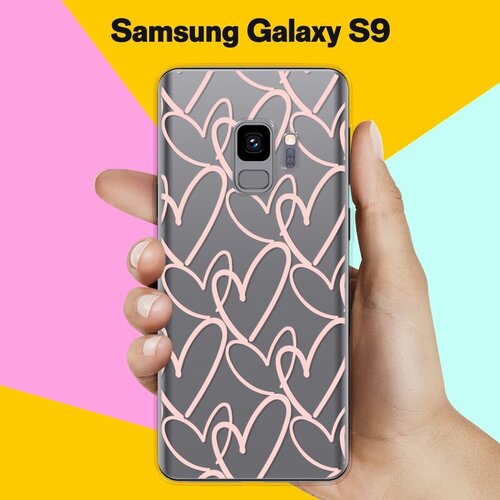 Силиконовый чехол на Samsung Galaxy S9 Розовые сердца / для Самсунг Галакси С9 жидкий чехол с блестками розовые милости на samsung galaxy s9 самсунг галакси с9