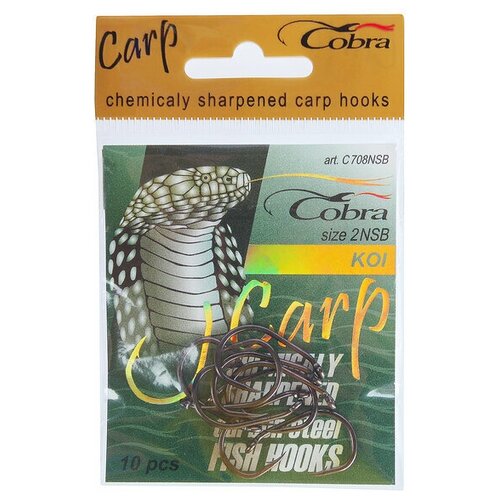 Крючки Cobra CARP KOI, серия 708, цвет NSB, № 02, 10 шт.