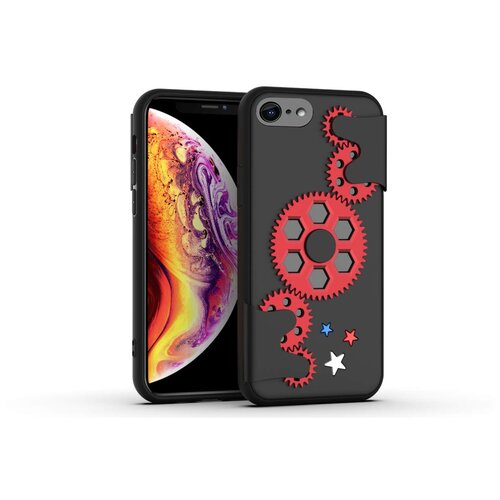фото Чехол силиконовый для iphone se 2020 / 7 / 8 spinner series (антистресс) черный с красным grand price