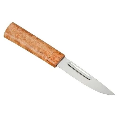 фото Большой якутский нож с ножнами (х12мф, карельская береза) 170 × 27 × 4 мм "стальные бивни"