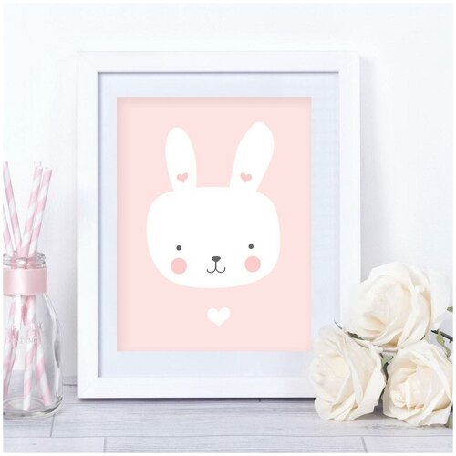 Интерьерный дизайнерский постер Зефирный зайчонок (размер А4)