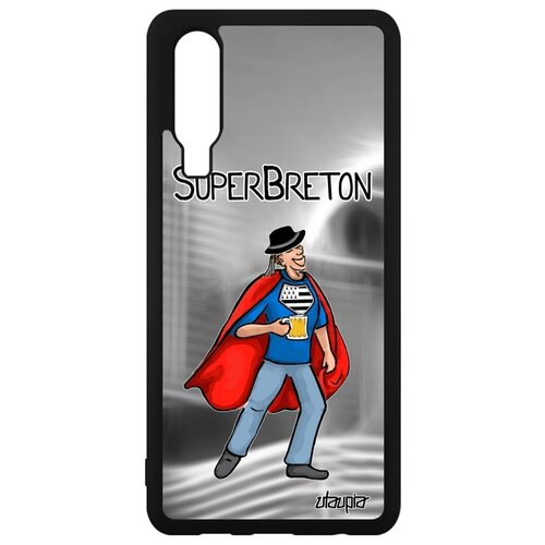 фото Чехол на мобильный huawei p30, "супербретонец" веселый герой utaupia