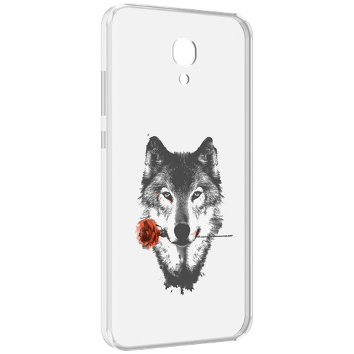 Чехол MyPads волк с розой для Meizu M6 (M711Q) задняя-панель-накладка-бампер