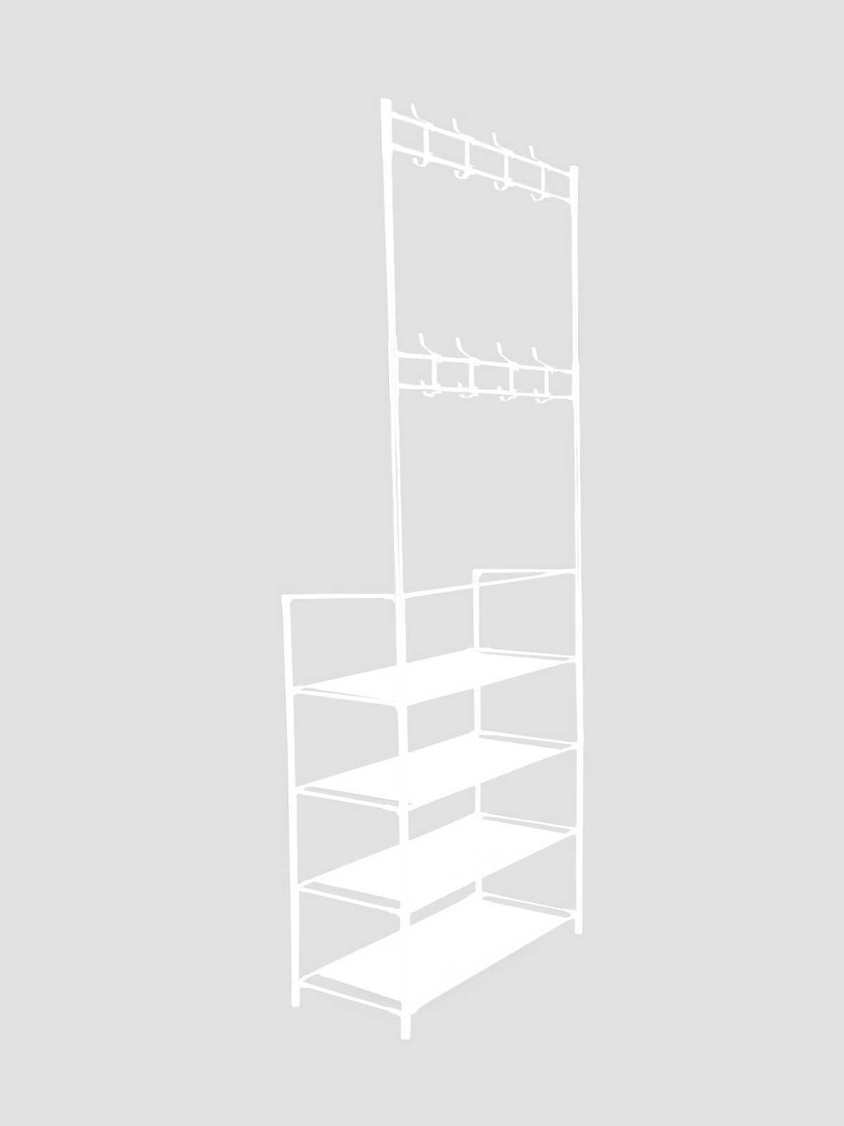Вешалка напольная (4 полки, 150х60х26 см, белая) Hans&Helma органайзер для вещей стеллаж / этажерка - фотография № 9