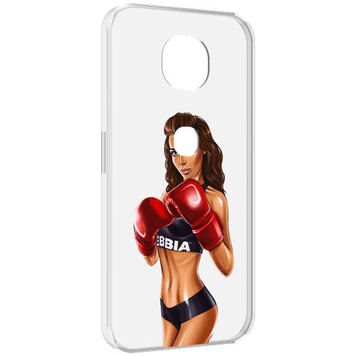 Чехол MyPads девушка-в-боксерских-перчатках женский для Motorola Moto G5S (XT1799-2) задняя-панель-накладка-бампер