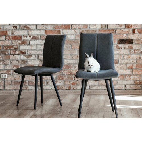Элис Мягкий стул со спинкой для кухни /набор стульев из велюра/цвет графит с черными ножками/4шт