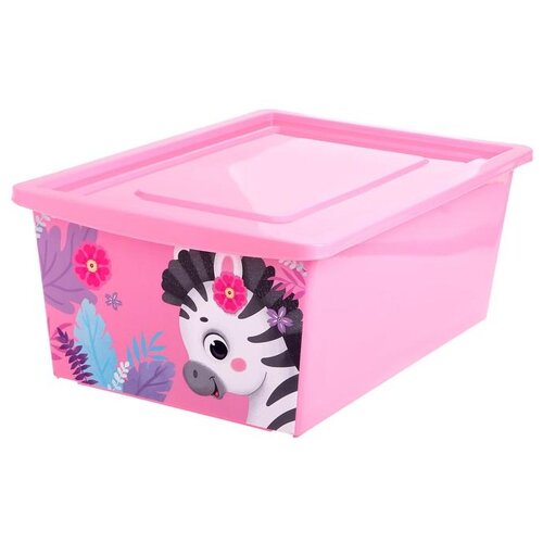 Ящик для игрушек, с крышкой, объём 30 л, цвет розовый 5122424 .
