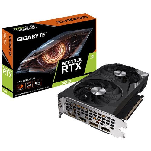 Видеокарта GigaByte GeForce RTX 3060 GAMING OC 8G 1807MHz PCI-E 40 8192MB 15000MHz 128 bit 2xHDMI 2xDisplayPort HDCP GV-N3060GAMING OC-8GD 3159500₽