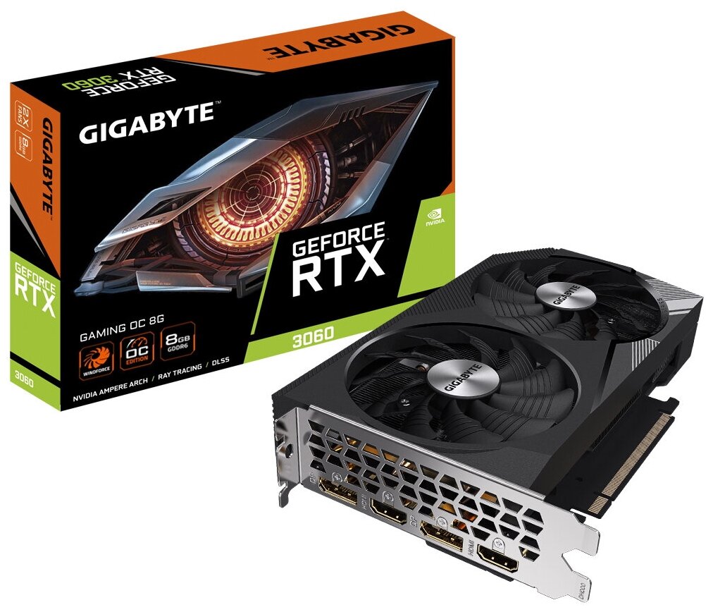 Видеокарта GigaByte nVidia GeForce RTX 3060 GAMING OC PCI-E 8192Mb GDDR6 128 Bit Retail GV-N3060GAMING OC-8GD 2.0