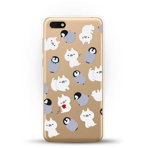 фото Силиконовый чехол котики и пингвины на huawei y5 prime (2018) andy & paul