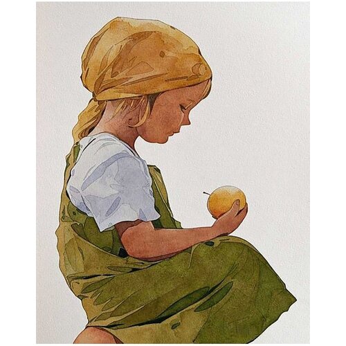 фото Картина по номерам 000 art hobby home девочка и яблоко 40х50