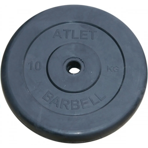 10 кг. диск (блин) 51 мм. блин чугунный обрезиненный torneo 10 кг черный размер без размера