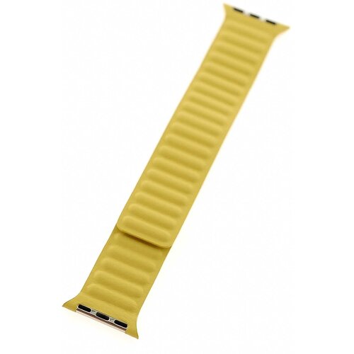 Кожаный магнитный ремешок Apple Watch 38мм/ 40мм #01 желтый