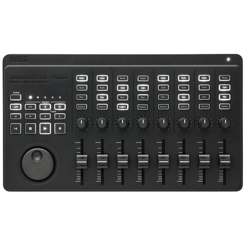 KORG NANOKONTROL-STUDIO Портативный USB-MIDI-контроллер, 8 фейдеров, 8 PAD контроллеров, транспортные кнопки, кнопки Cycle, Marker, Track, разъём mini-USB, Bluetooth, цвет чёрный