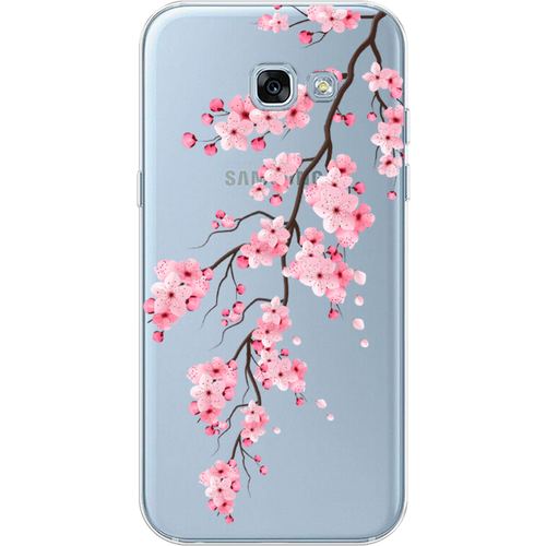 Силиконовый чехол на Samsung Galaxy A3 2017 / Самсунг Галакси А3 2017 Розовая сакура, прозрачный