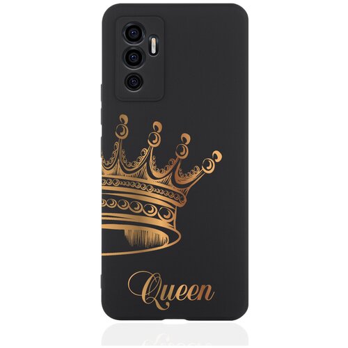 Черный силиконовый чехол MustHaveCase для Vivo V23e Парный чехол корона Queen черный силиконовый чехол musthavecase для vivo y35 парный чехол корона queen