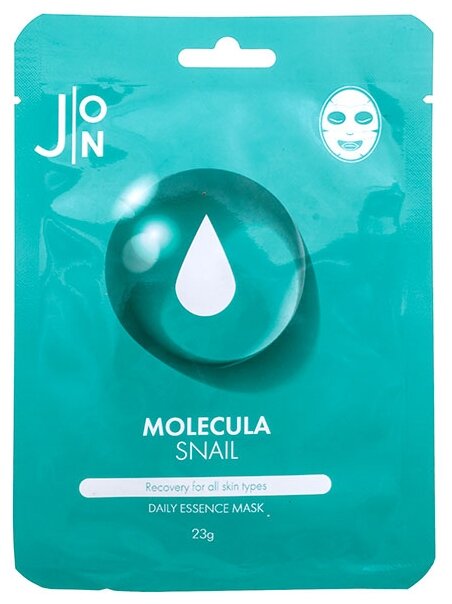 J:ON тканевая маска Molecula Snail Daily essence с муцином улитки, 23 г, 23 мл