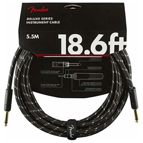 FENDER DELUXE 18.6` INST CBL BTWD Инструментальный кабель черный твид длина 186` (57 м) диаметр 0