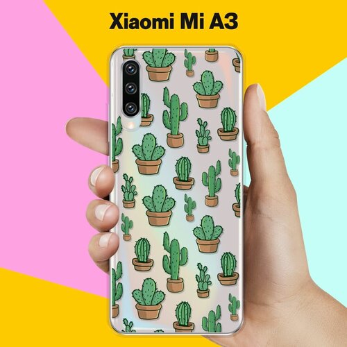 Силиконовый чехол Кактусы на Xiaomi Mi A3 силиконовый чехол на xiaomi mi a3 сяоми ми а3 красная панда в полный рост прозрачный